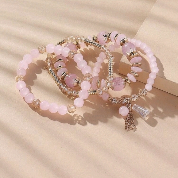 4 Pieces Crystal Beaded Bracelet - Picture 4 of 5